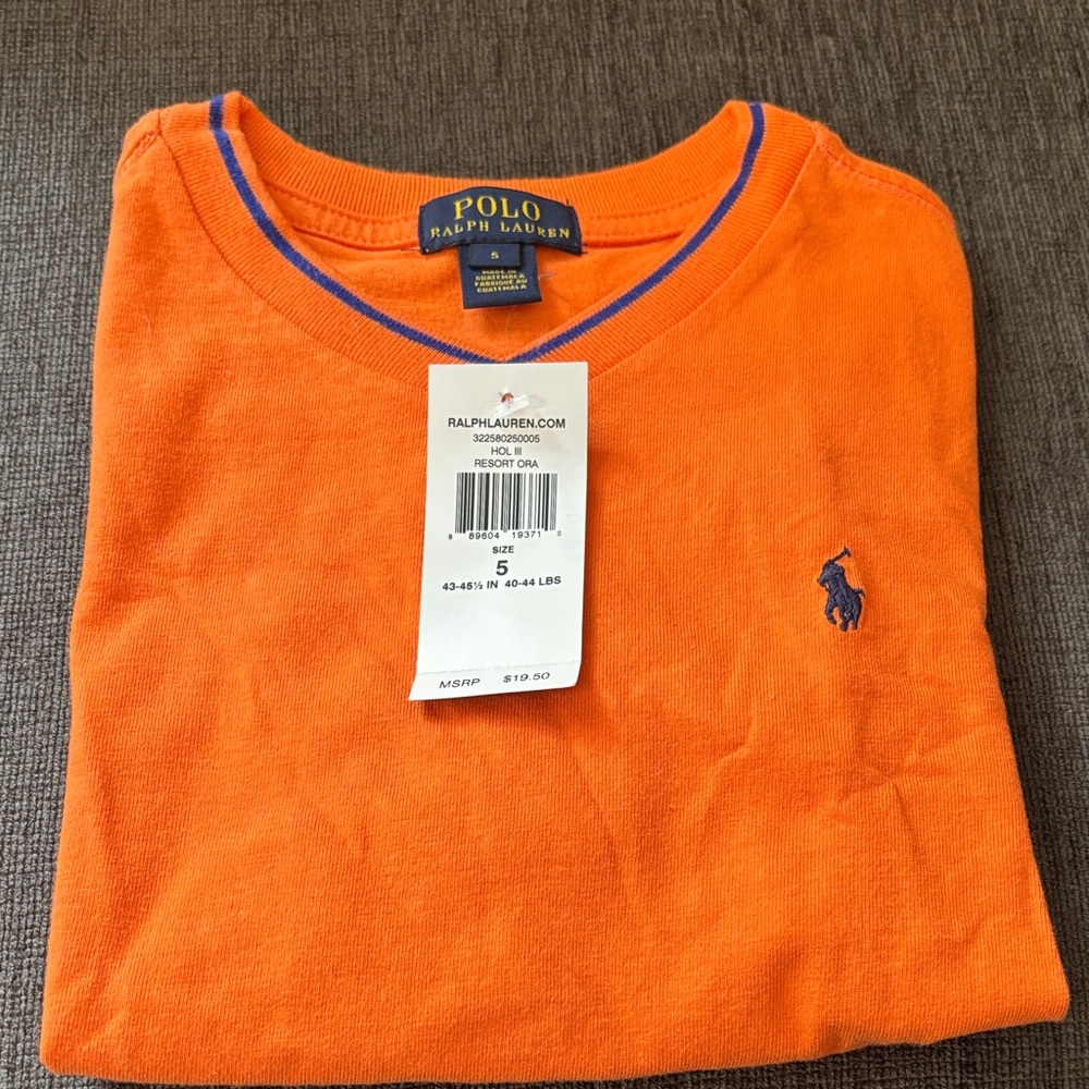 Polo Ralph Lauren Orange Boys Short-sleeved t-shirt - 5/5T, NWT